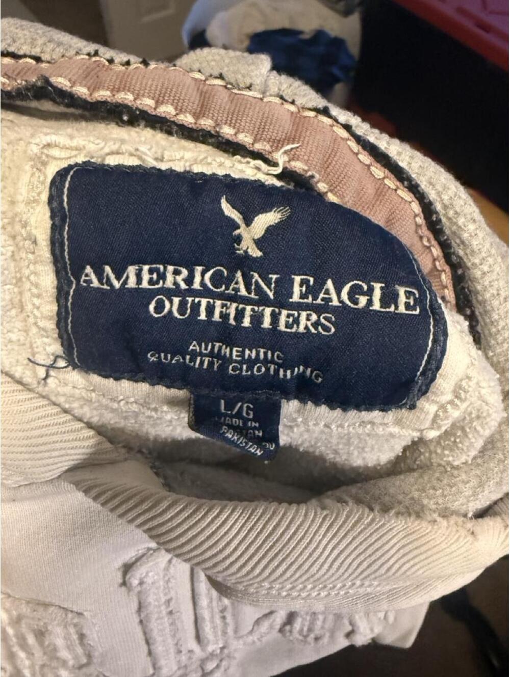 American Eagle Light Gray Hoodie with Embroidered Logo, Size L - Picture 4 of 4